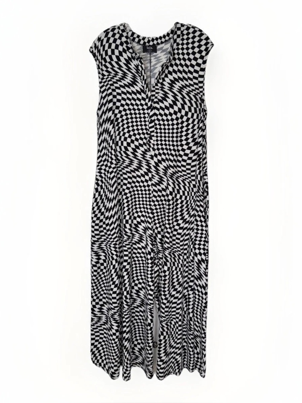 Dressed in LaLa Black & White Geometric V-Neck romper